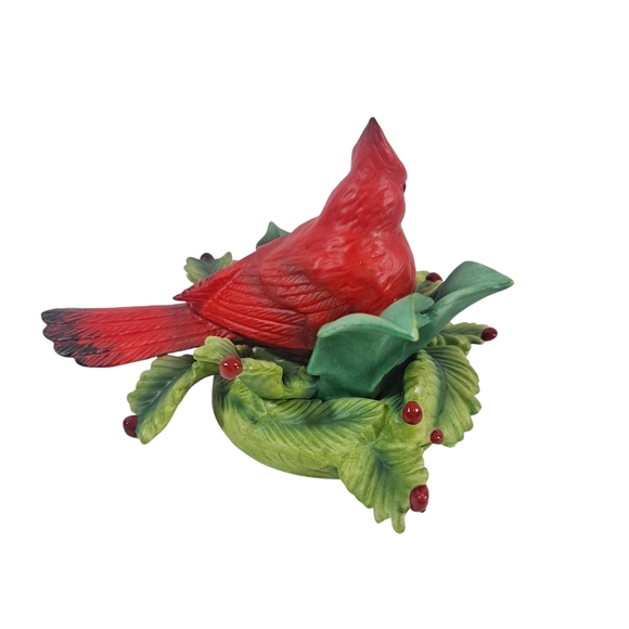 SOLD PartyLite Cardinal Porcelain Candle Holder Hand Painted NOB USA W/Box - Picture 5 of 12